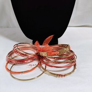 Chic Moroccan Muse Orange Dar Bangle Set